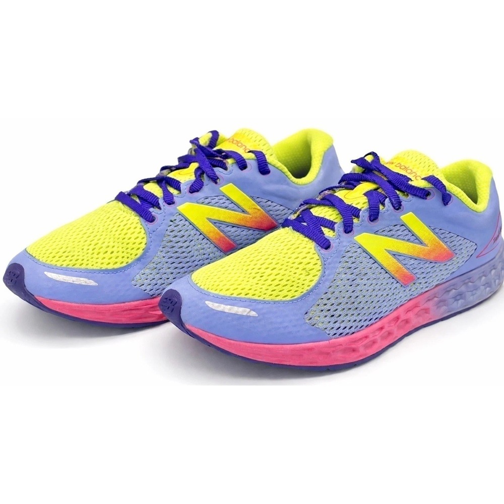 New Balance Fresh Foam Mesh Running Shoes Purple Pink Yellow Womens Size 6.5